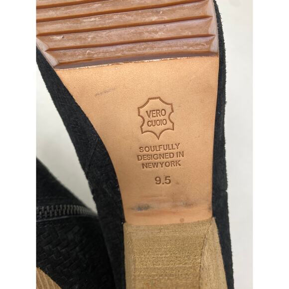 Matt Bernson Women's Size 9.5 Peep Toe Heeled Boot Bootie Black Suede Leather - Picture 7 of 7